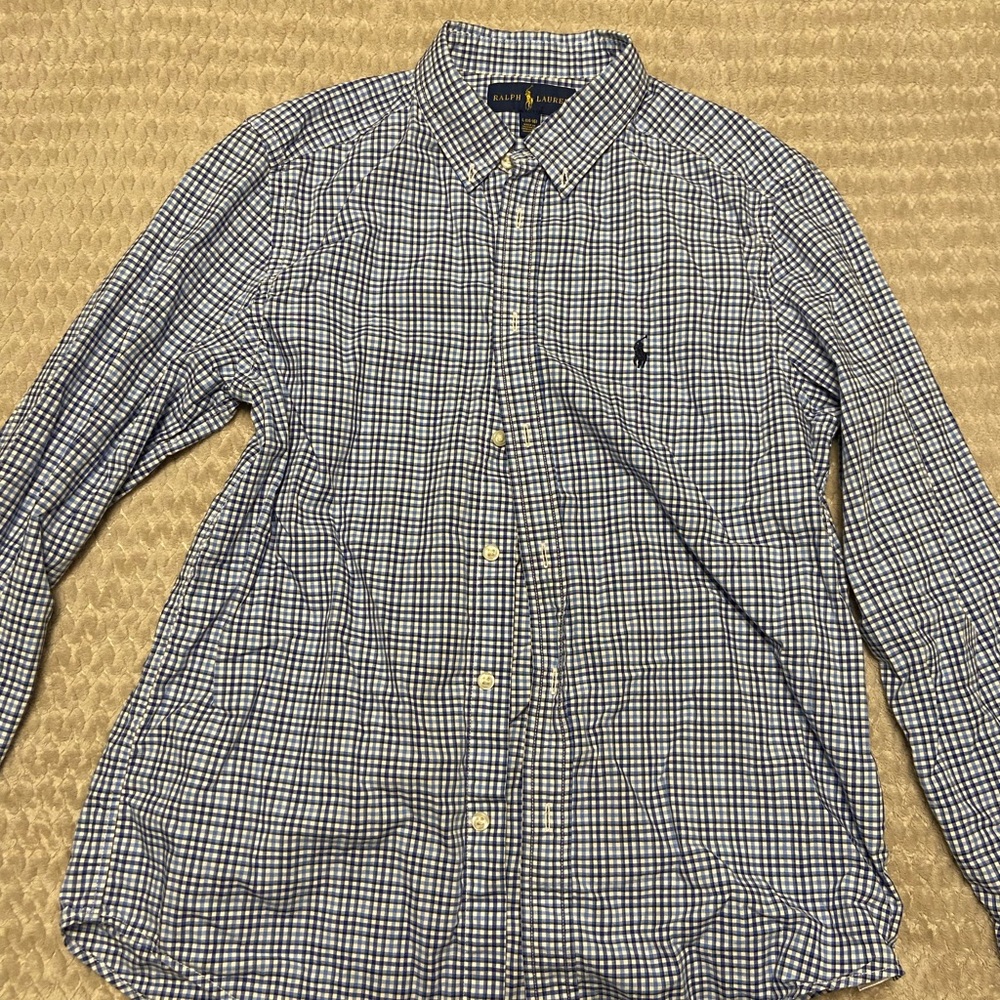 Ralph Lauren Boy's Blue and White Plaid Shirt